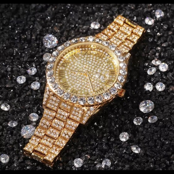 Gold watch THE HIP HOP Big Dial Full Iced Out Men Watches